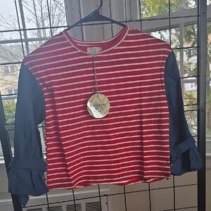 Hayden Los Angeles - Red and Navy Striped Long Sleeve Tee